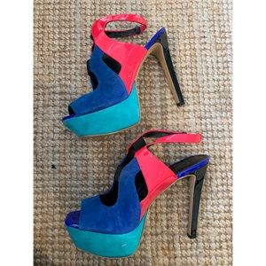 JESSICA SIMPSON Sling Back Multi Color Heels Sz 8